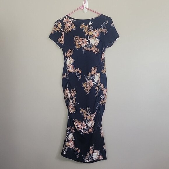 Isabel Maternity Navy Blue Dress With Flowers Size S - Picture 5 of 6